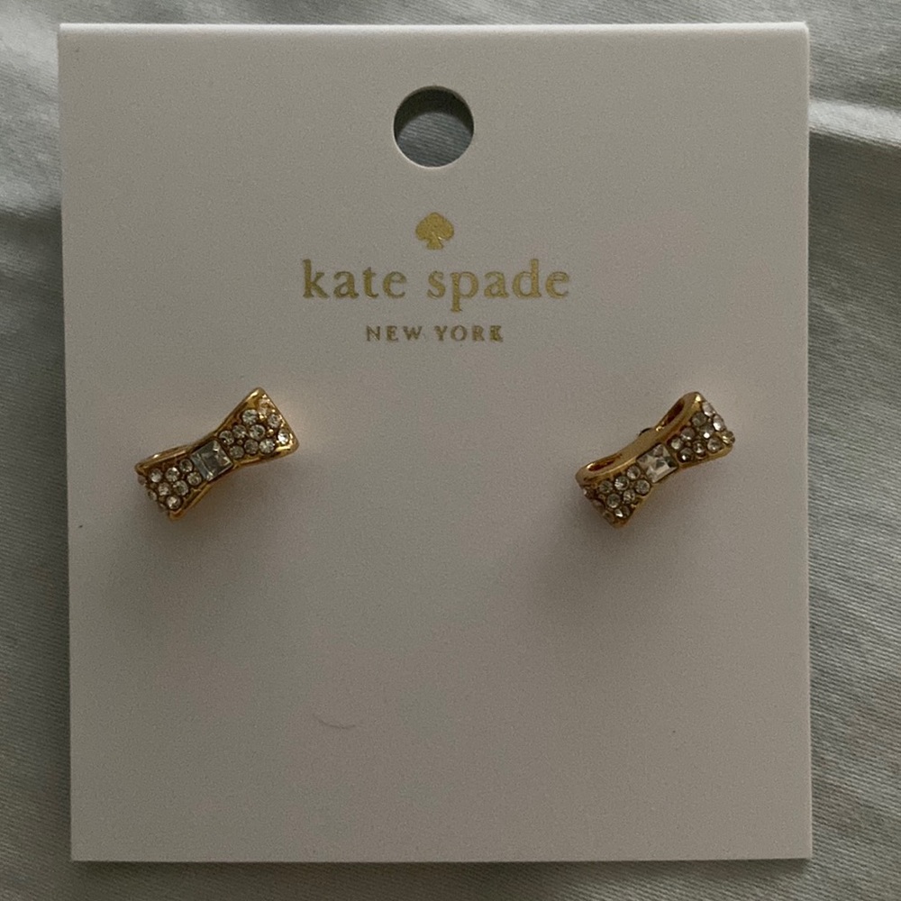 Kate Spade Clear Gold Pave Bow Studs